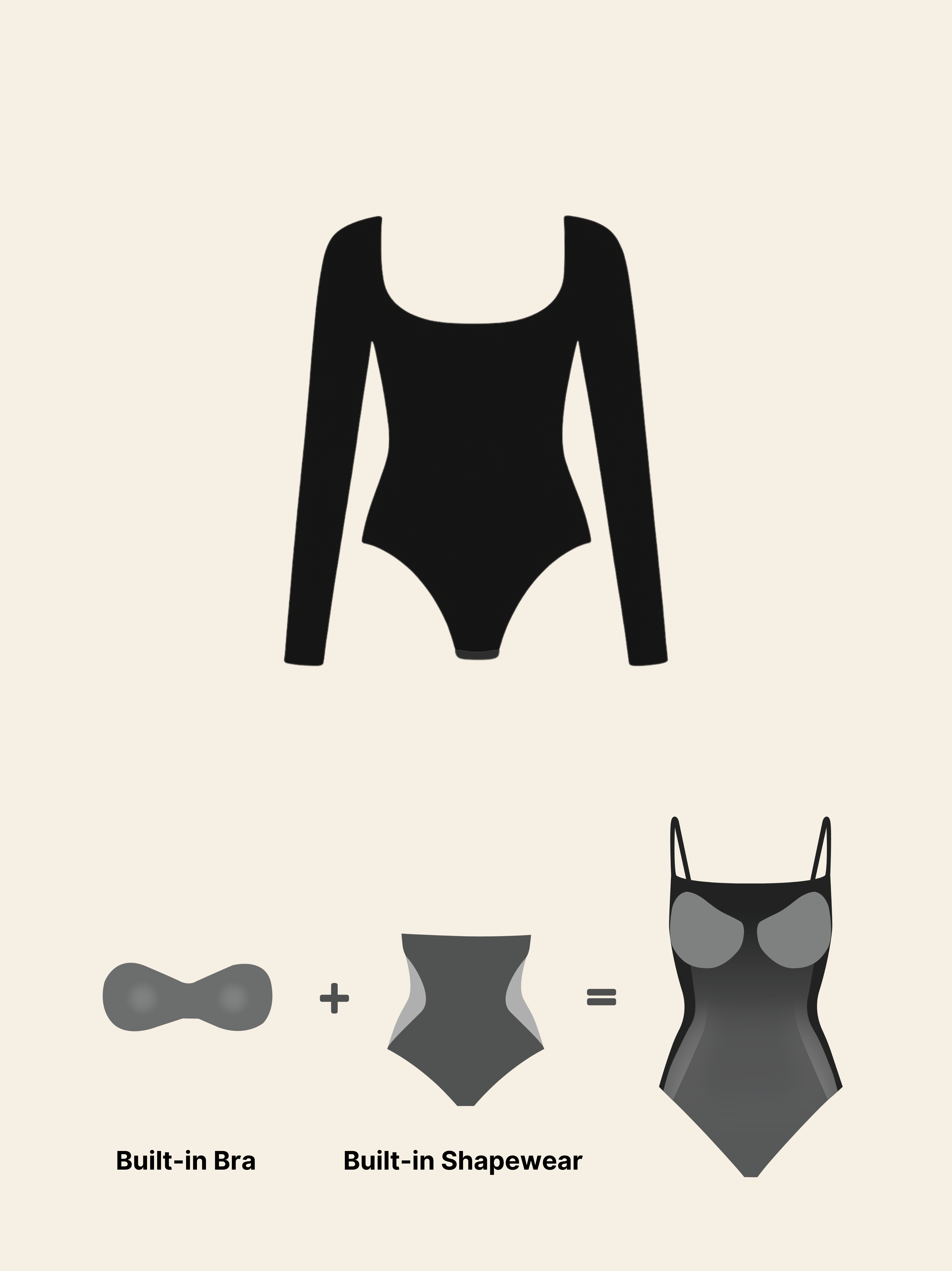 KAYSCULPT™ FULL SLEEVES BLACK BODYSUIT