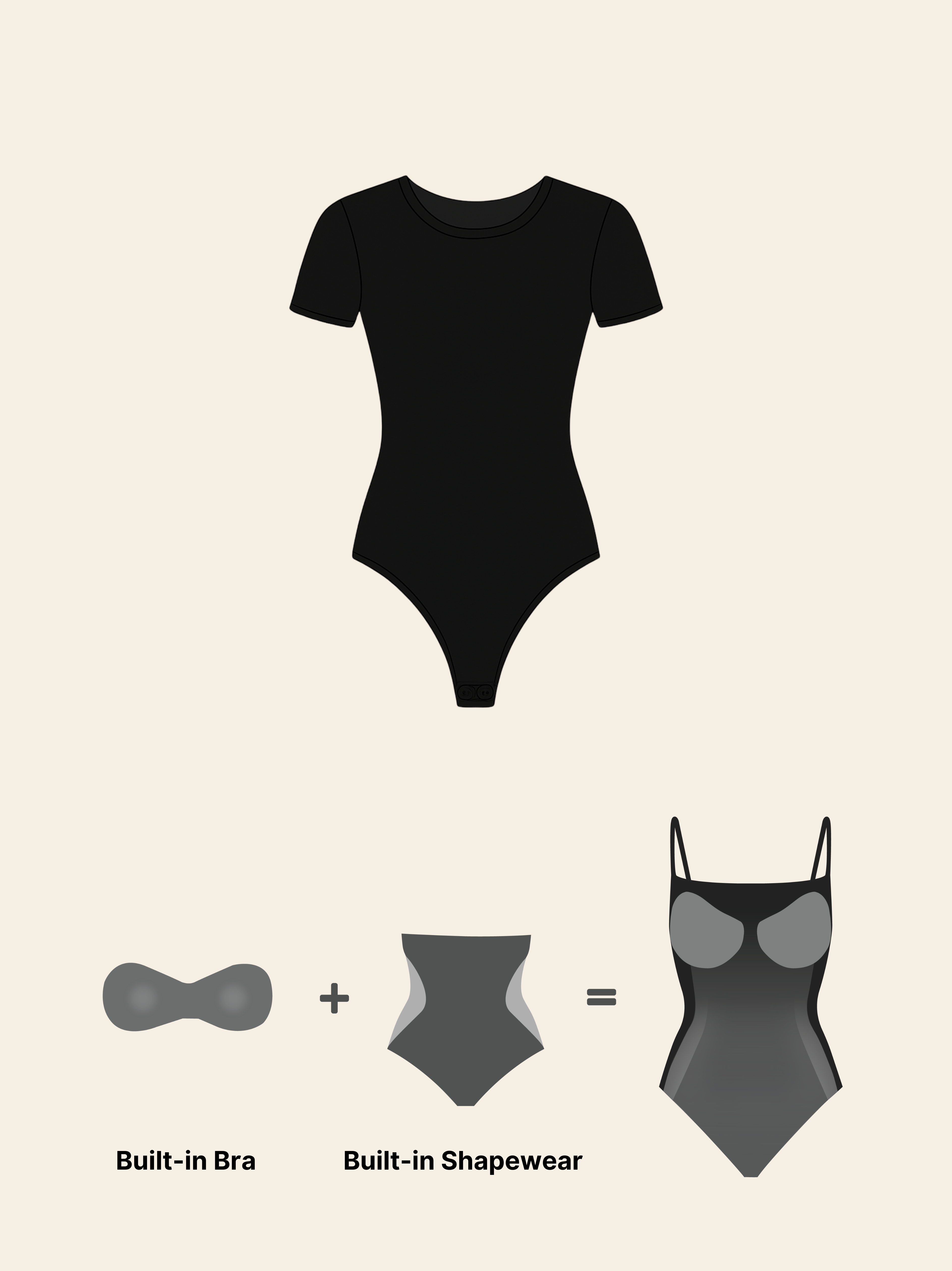 KAYSCULPT™ HALF SLEEVES BLACK BODYSUIT