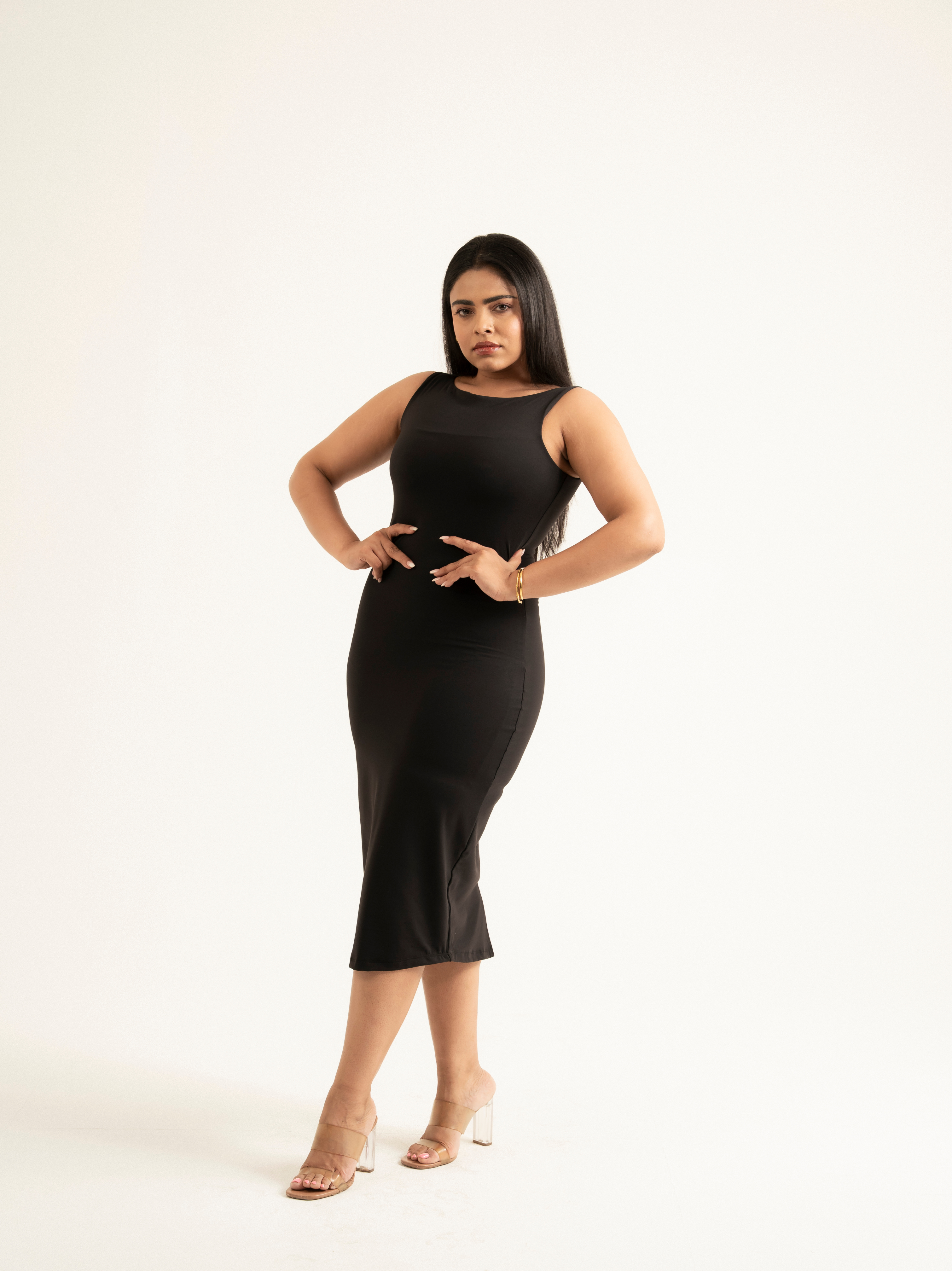 KAYSCULPT™ BOAT NECK MIDI DRESS WITH IN-BUILT SHAPEWEAR