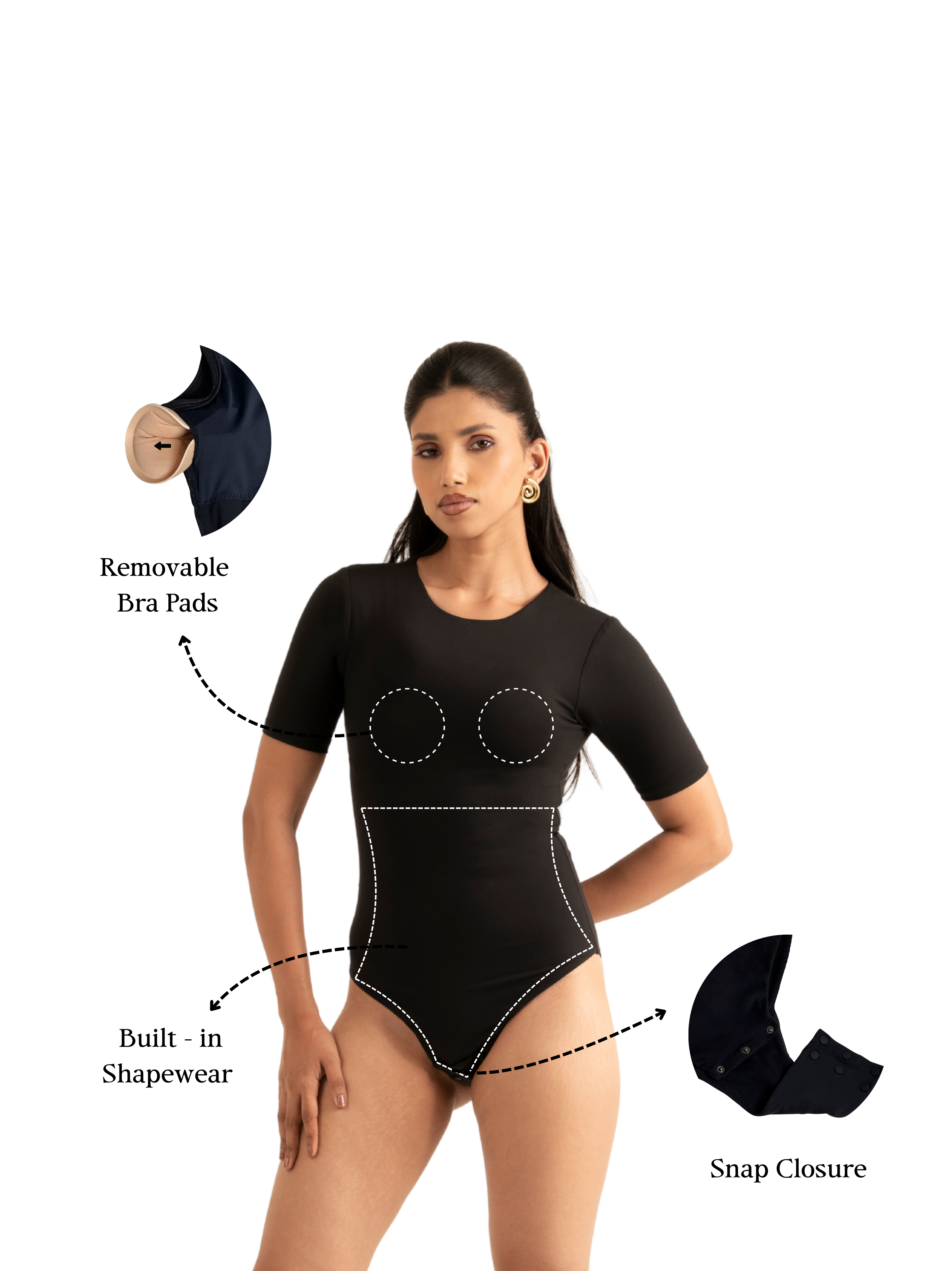 KAYSCULPT™ HALF SLEEVES BODYSUIT WITH IN-BUILT SHAPEWEAR