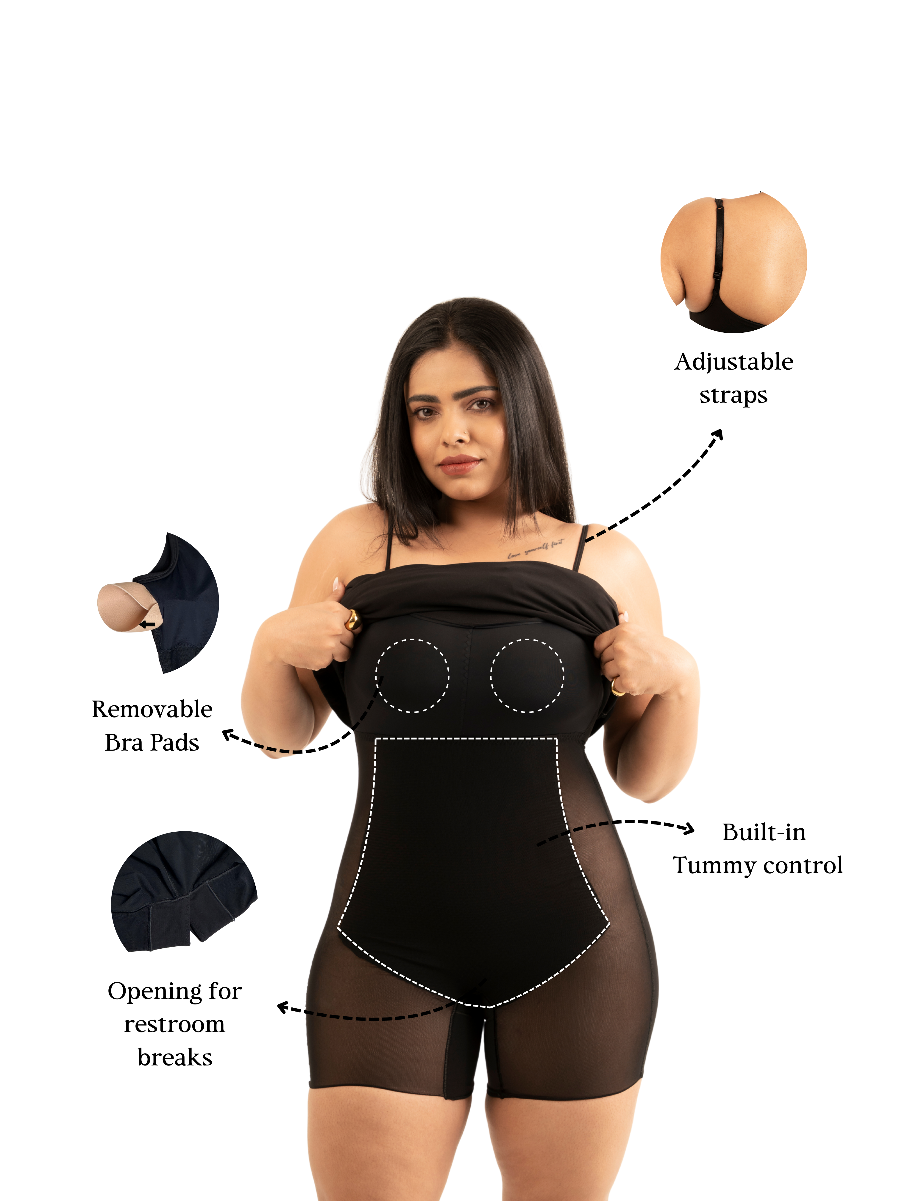 LONG BLACK BUILT-IN BRA DRESS