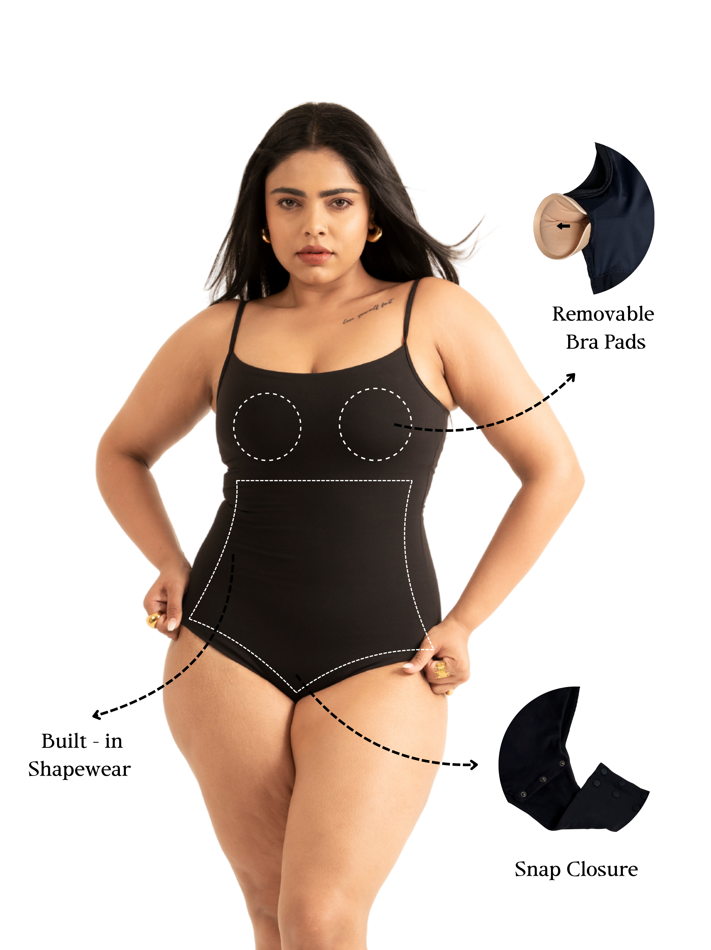 Combo: KAYSCULPT™ ADJUSTABLE BLACK BODYSUIT & HALF SLEEVES BLACK BODYSUIT WITH IN-BUILT SHAPEWEAR